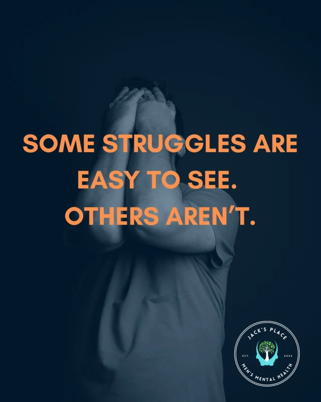 Some struggles are easy to see. Others aren’t.

People can be struggling with their mental health even if they…

…show up to work every day.
…keep the conversation going.
…seem confident and strong.
…never ask for help.
…are “the funny one.”
…say they’re fine.

Just because you can’t see the pain doesn’t mean it’s not real.
Just because he’s not saying it, doesn’t mean he’s not fighting it.

At Jack’s Place, we’re here for the quiet battles — the ones you carry on your own, behind the mask, behind the smile.

You don’t have to wait until you’re falling apart to reach out.
You don’t have to pretend you’re okay.

You’re not broken. You’re not weak.
You’re a man — and you’re allowed to feel.

🖤 We see you. We hear you. We’ve got your back.

#MensMentalHealth #Jack’sPlace #HiddenStruggles #It’sOkayNotToBeOkay #YouAreNotAlone