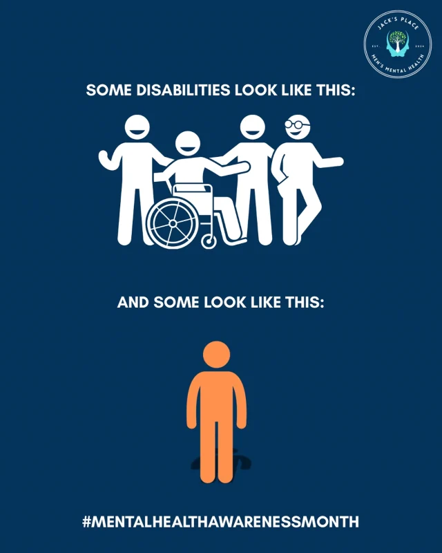 A man who shows up to work. A man who smiles in photos. A man who laughs with his mates — and still goes home feeling like he’s barely hanging on.

At Jack’s Place, we know that not all battles are visible. Anxiety, depression, PTSD, bipolar disorder, and other mental health conditions can be just as real — and just as disabling — as anything you can see with your eyes.

You don’t have to look sick to be struggling. And you don’t have to be alone in it either.

This Mental Health Awareness Month, let’s challenge what we think disability looks like. Let’s check in on each other — and ourselves. Because sometimes the strongest thing a man can do is admit he’s not okay.

You are seen. You are not weak. You are not alone.

💬 Reach out. 💪 Speak up. 🖤 We’ve got your back.

#MensMentalHealth #Jack’sPlace #MentalHealthAwarenessMonth #HiddenDisabilities #StrongerTogether